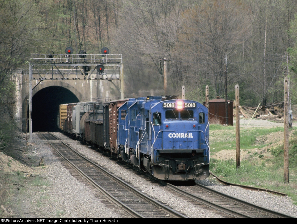 CR 5018 leads PIOI east out of Musconetcong Tunnel at MP 64